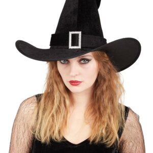 P'TIT CLOWN - Chapeau de Sorcière Femme - Accessoire Essentiel pour Halloween, Déguisements et Soirées à Thème - Élégant, Mystérieux et Confortable (Chapeau de sorcière velours)