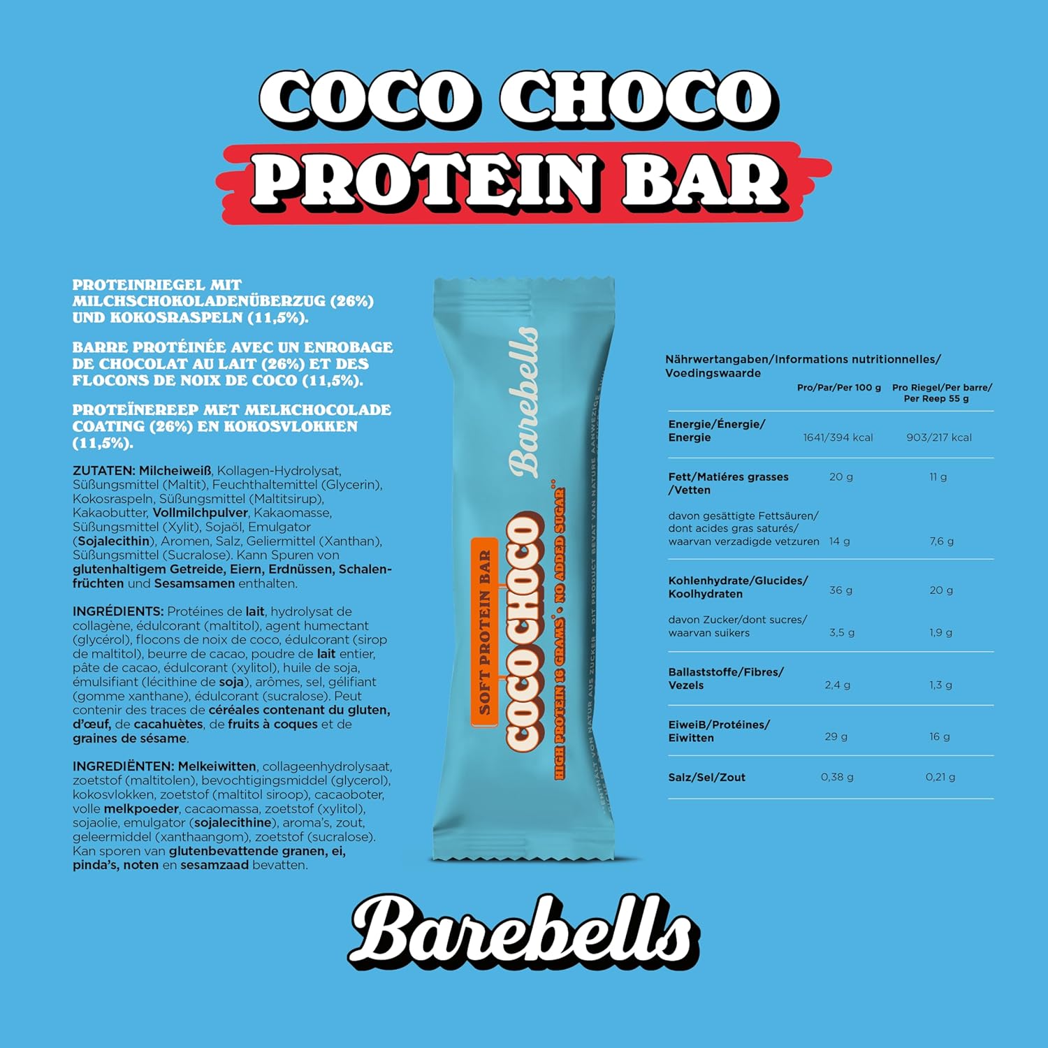 BAREBELLS Soft Bar Coco Choco — Barres protéinées x12 55g – Image 5