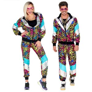 W WIDMANN MILANO Party Fashion - Survêtement fantaisie, imprimé animalier, tenue années 80, survêtement de jogging pour le carnaval et les fêtes