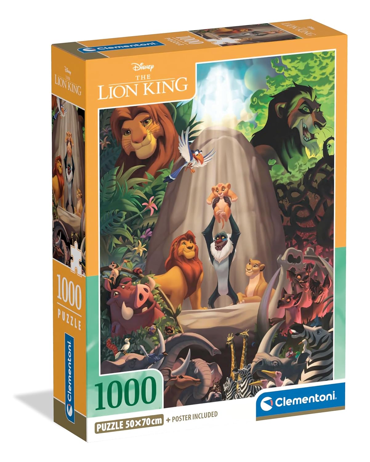 Clementoni | Puzzle Disney Le Roi Lion 1000 Pièces pour Adultes | Poster Inclus | 70x50 cm | Matériaux Recyclés | Jeu de Société Adulte