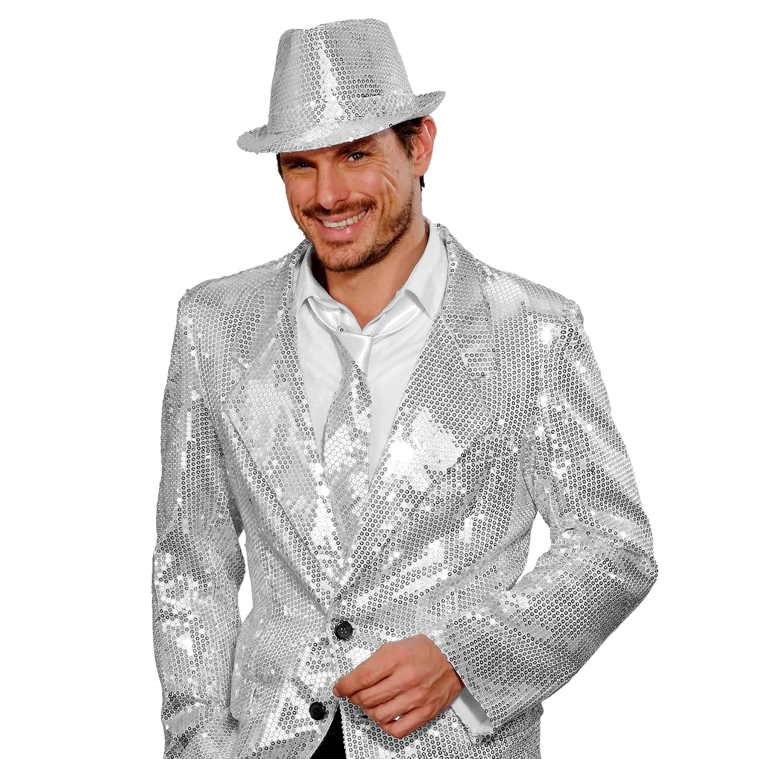 W WIDMANN MILANO — Cravate à paillettes adulte argentée – Image 2