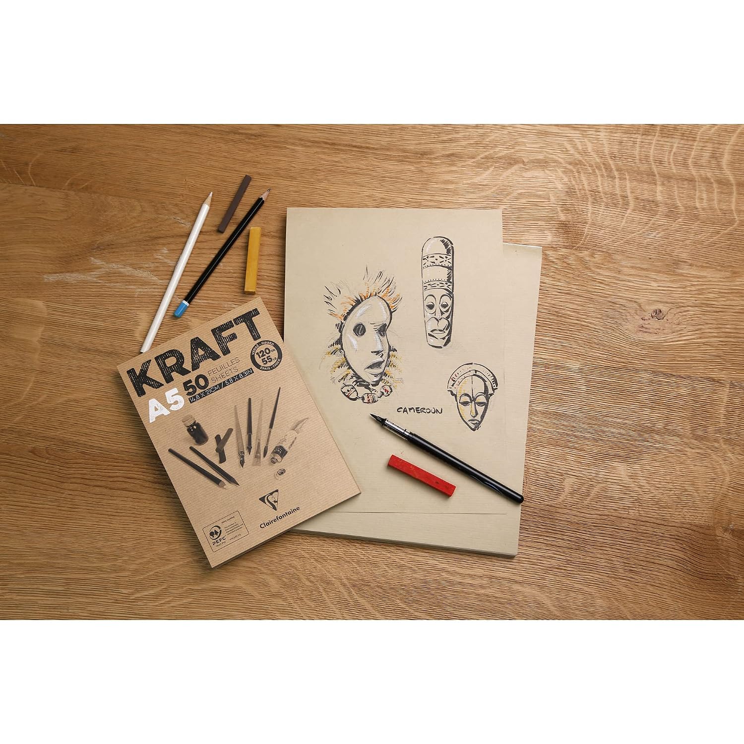 CLAIREFONTAINE — Bloc papier kraft A4 100 feuilles 90g – Image 2