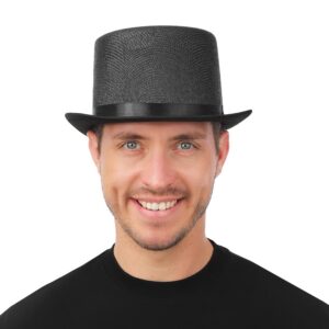 P'TIT CLOWN - Chapeau Haut de Forme - Accessoire Déguisement Carnaval, St Sylvestre, Fêtes à Thèmes, Disco, Nouvel An, Halloween, EVG - Polyester (Noir brillant)