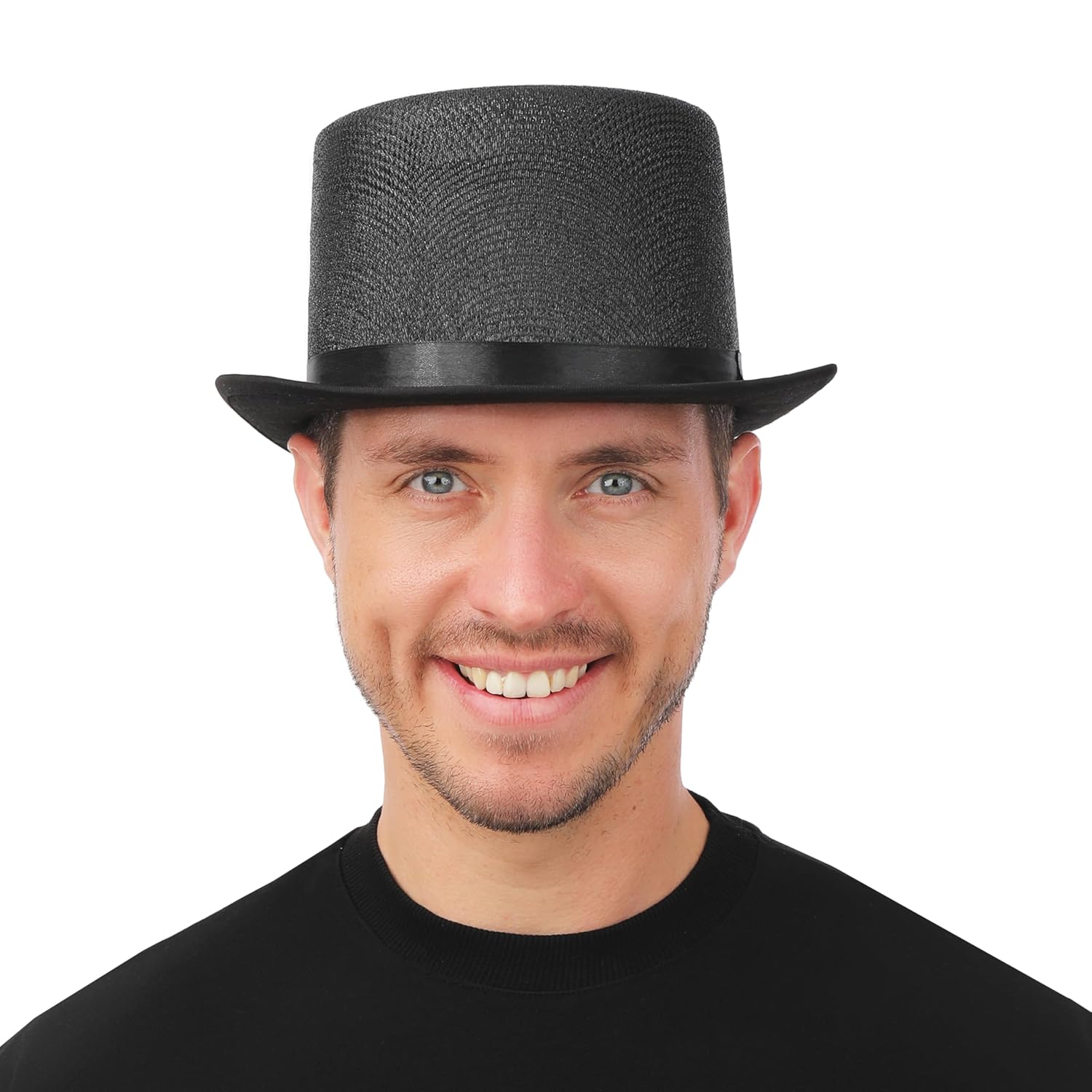 P'TIT CLOWN - Chapeau Haut de Forme - Accessoire Déguisement Carnaval, St Sylvestre, Fêtes à Thèmes, Disco, Nouvel An, Halloween, EVG - Polyester (Noir brillant)