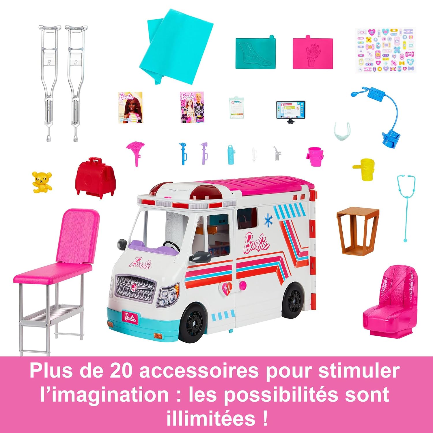 BARBIE — Coffret Véhicule Médical 2-en-1 avec 20 Accessoires – Image 5