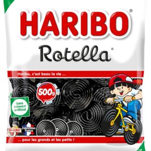 HARIBO - Rotella - Bonbons Réglisse - Sans Colorants Artificiels & Sans Gélatine - Sachet Vrac 500 g