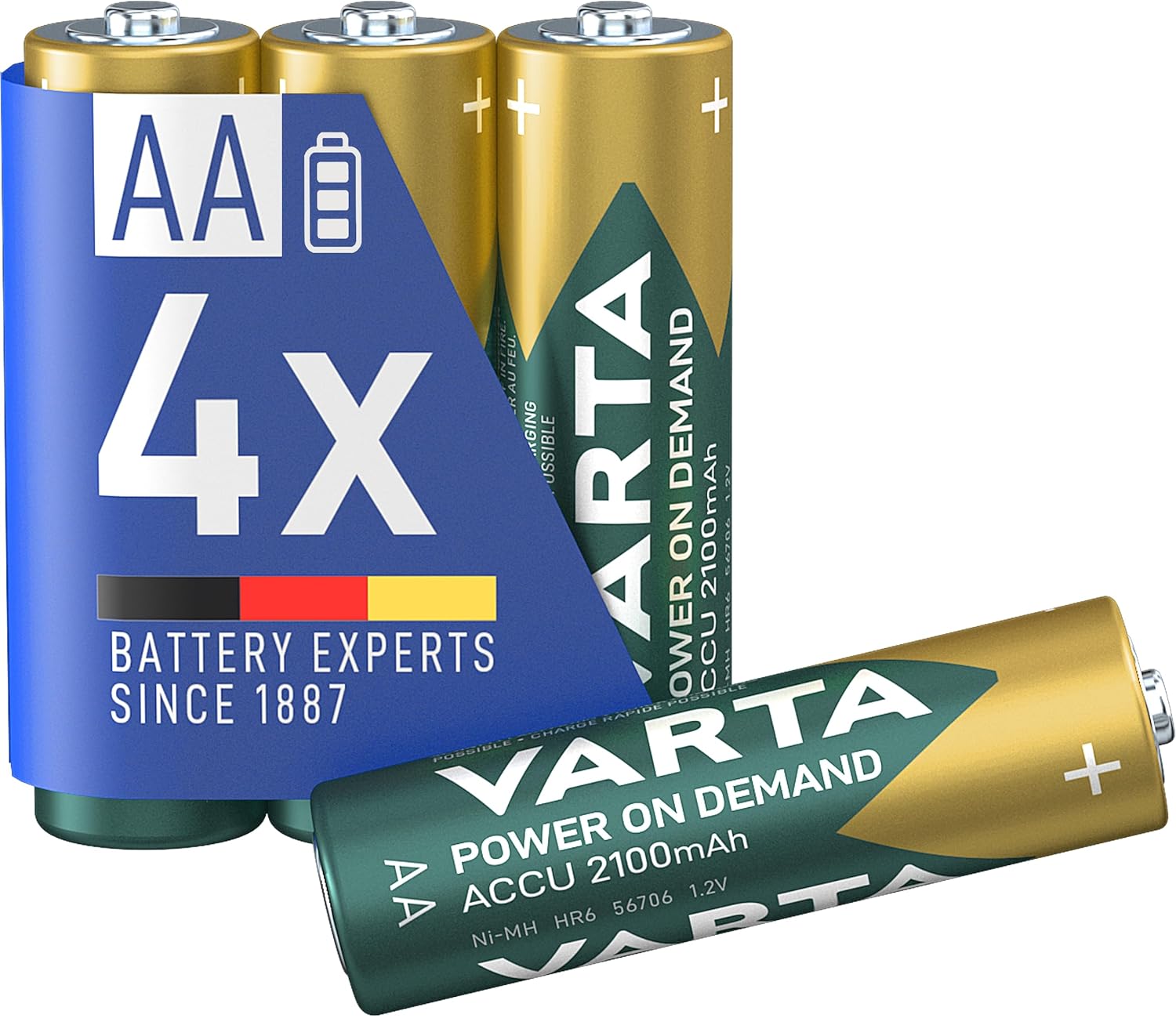 VARTA Blister de 4 Piles NiMH "Rechargeable Accu", Mignon (AA), 2.100 mAh