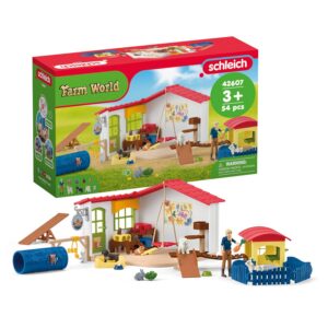 Schleich 42607 Farm World- Hôtel des Animaux de la Ferme - Grand Coffret de 54 Pièces de Jouets avec Chien, Chat, Lapin, Accessoires et Plus - Cadeau Jouet 3 Ans et +