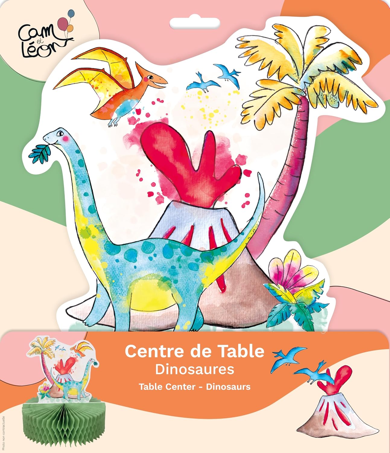 CAM ET LEON — Centre de table dinosaures multicolore – Image 2