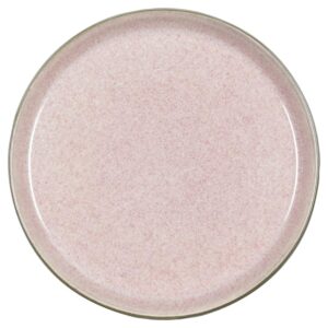 BITZ Assiette, assiette à gâteau, assiette à dessert en grès, 21 cm de diamètre, gris/rouge clair