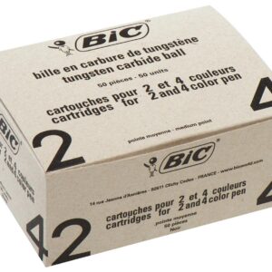 BIC 4 Couleurs - Recharges pour Stylo-Bille - Pointe Moyenne (1,0 mm) – Encre Noire, Lot Economique de 50