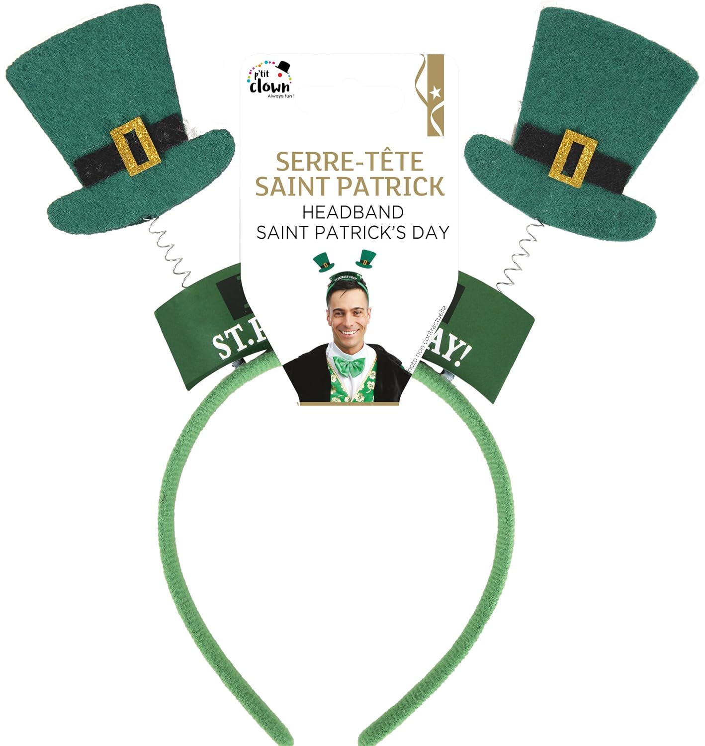 P'TIT CLOWN — Serre-tête Saint Patrick Adulte Vert – Image 3