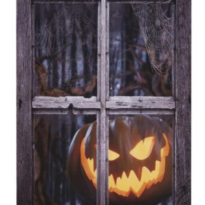 P'tit Clown - Décoration de Fenêtre Halloween, 120 x 80 cm, Effet Effrayant et Réaliste (Citrouille Lumineuse)