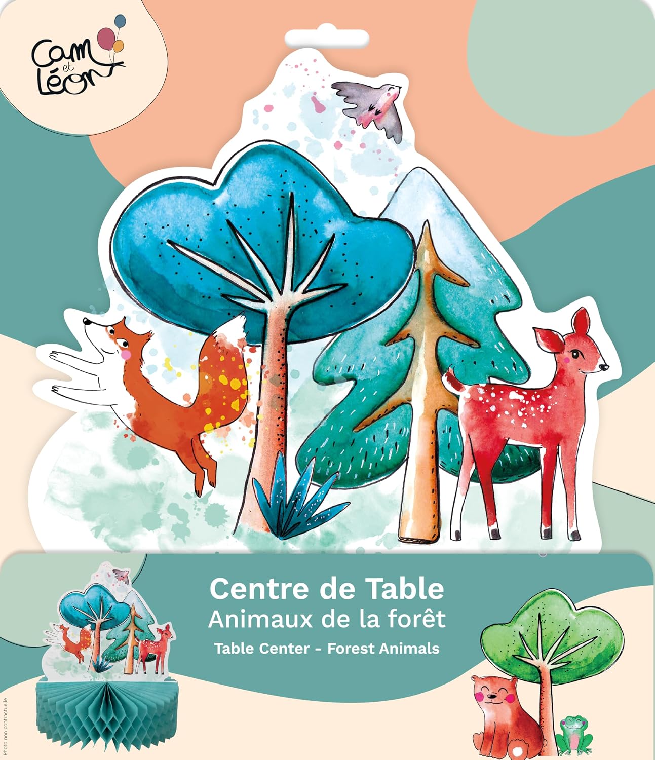 CAM ET LEON — Centre de table papier Animaux de la forêt – Image 2
