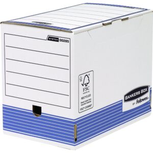 BANKERS BOX Fellowes 0028501 Boite d'Archives System A4 Montage Automatique Dos de 20 cm Bleu Lot de 10