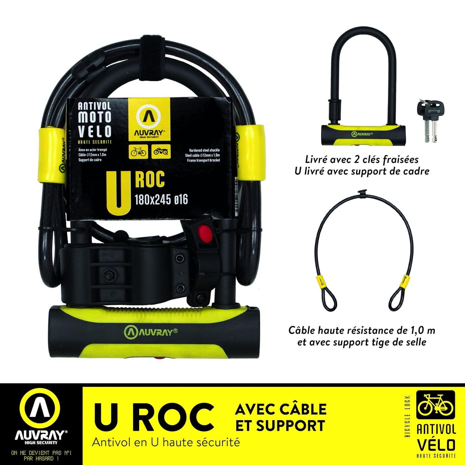 AUVRAY U ROC Art — Antivol vélo U + câble 180 x 245 mm – Image 6