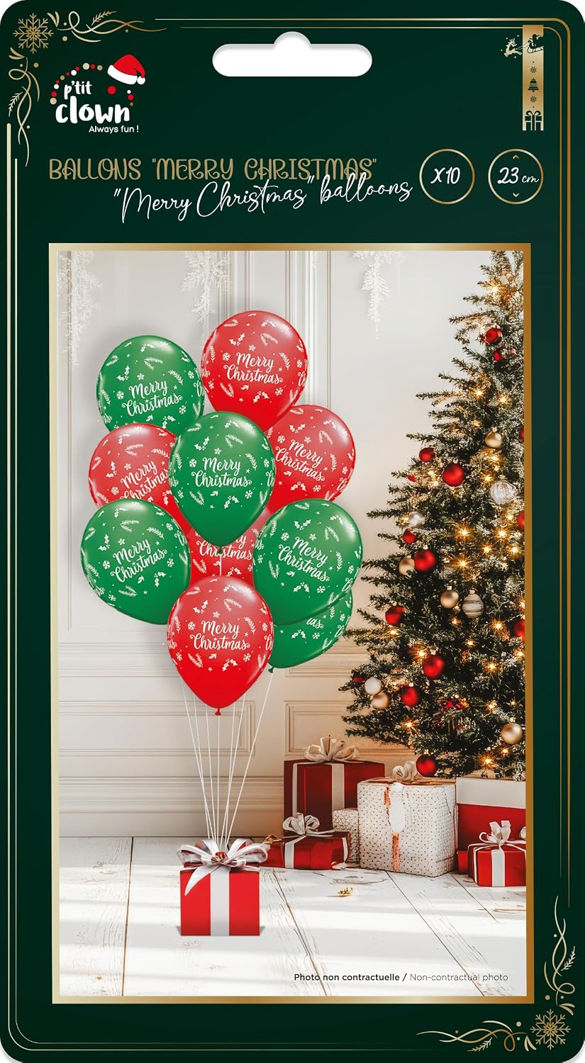 P'TIT CLOWN — Lot de 10 Ballons de Noël Ø23 cm – Image 2