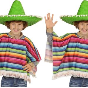W WIDMANN MILANO Party Fashion - Costume enfant Mexicain, poncho, Carnaval, Fête à thème