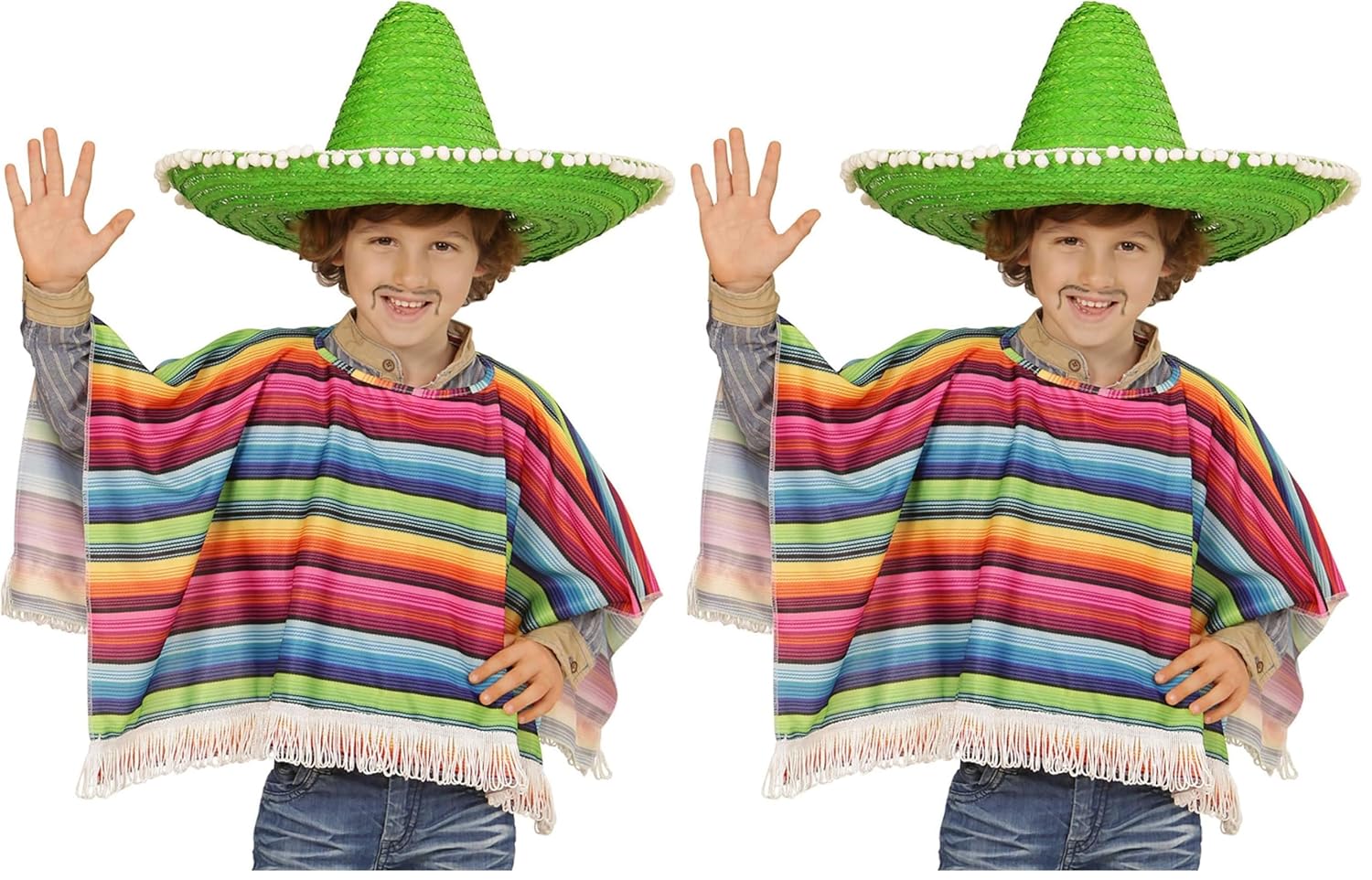 W WIDMANN MILANO Party Fashion - Costume enfant Mexicain, poncho, Carnaval, Fête à thème