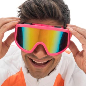 Chaks - Lunettes de ski style années 80/90, lunettes flashy au look rétro pour festival, après-ski, fêtes
