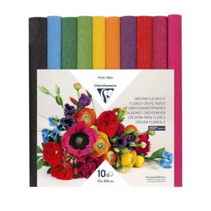 Assortiment de papiers crépon fleuriste - Vifs - 10 rouleaux de 25 x 100 cm