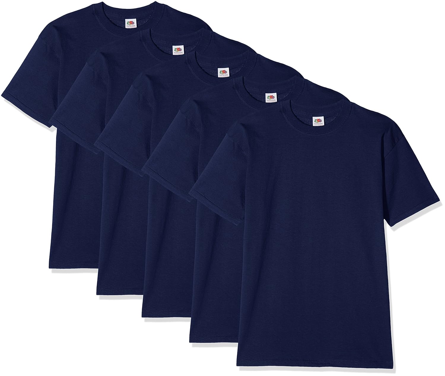 Fruit of the Loom Lot de 5 t-Shirts à Manches Courtes pour Homme, Bleu Marine, L