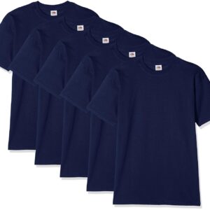 Fruit of the Loom Super Premium Short Sleeve T-Shirt, Bleu Marine, XL (Lot de 5) Homme
