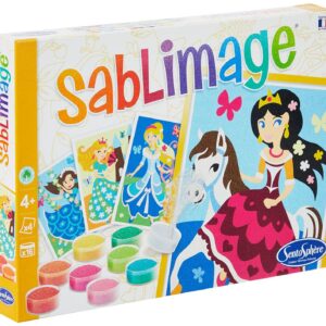 Sentosphère – Sablimage Princesses– Kit Loisirs Créatifs Enfant – 4-Tableaux en sable – 16 Couleurs de Sable Coloré – Concept Box avec Cadre – Dès 4-Ans – Fabriqué en France -898
