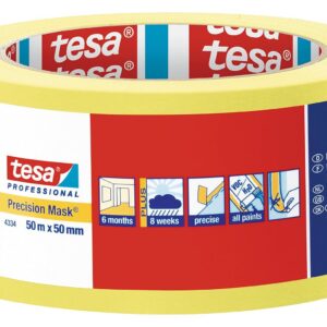 Ruban jaune 50m x 50mm masquage de précision toutes surfaces TESA - 04334-00004-00