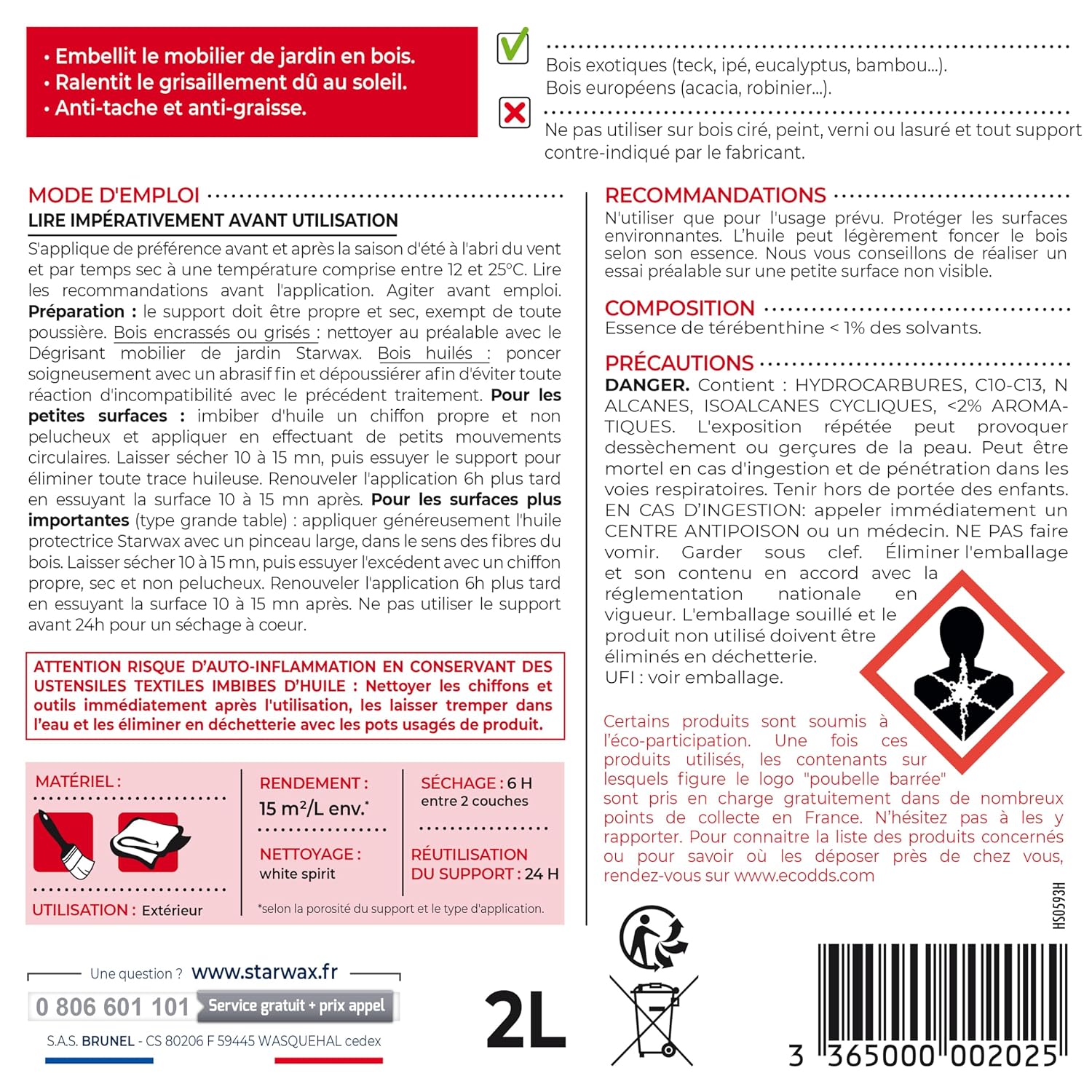 STARWAX — Huile Protectrice Teck et Bois Exotiques 2L – Image 6