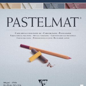 Clairefontaine 96111C Bloc Collé Pastelmat n°4 - 12 Feuilles Carte Spéciale pour Pastels Secs - 24x30 cm 360g - 4 Couleurs Assorties - Intercalaires en Papier Cristal