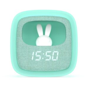 MOB Billy Clock — Réveil veilleuse enfant motif lapin turquoise