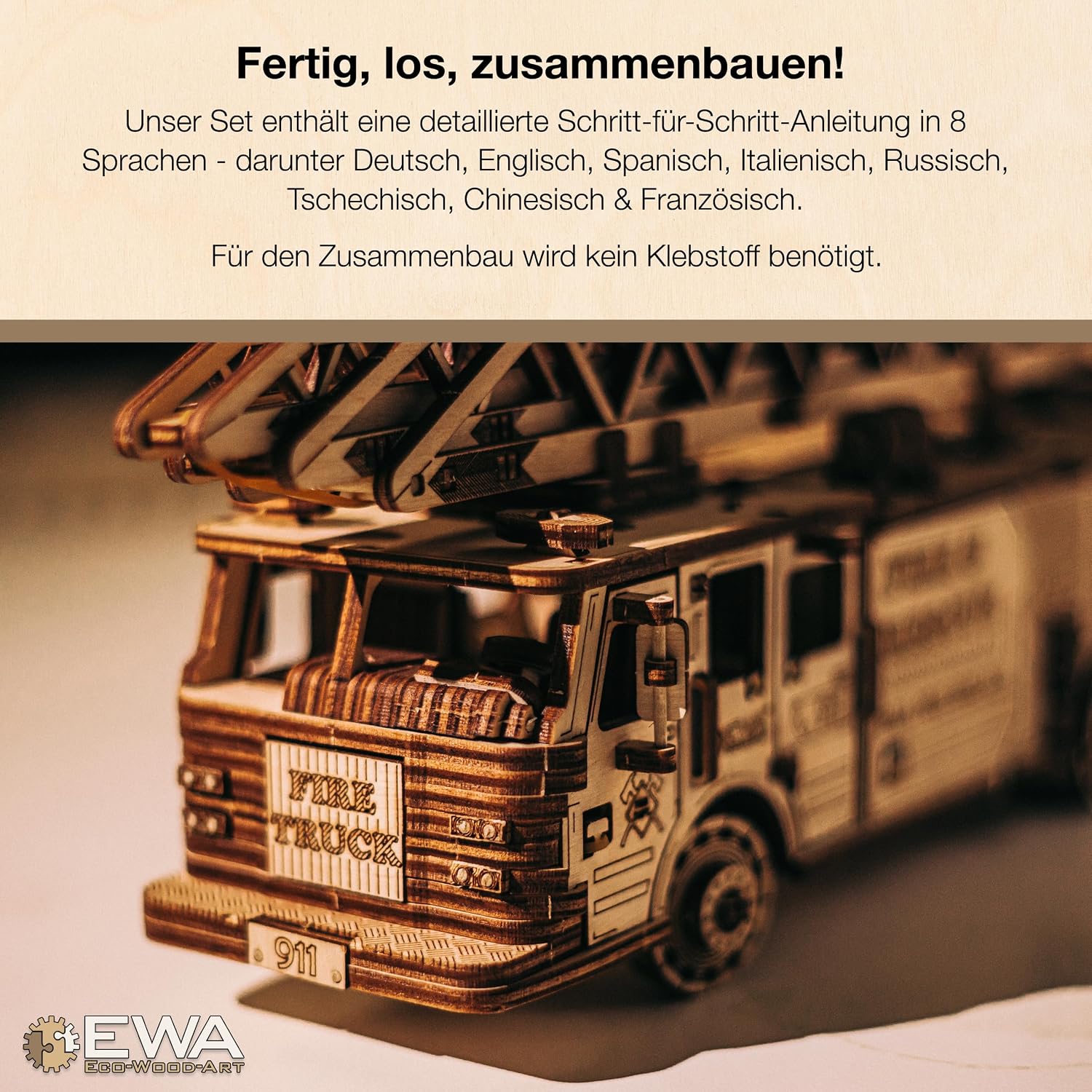 EWA Eco-Wood-Art — Puzzle 3D camion de pompiers 439 pièces – Image 6