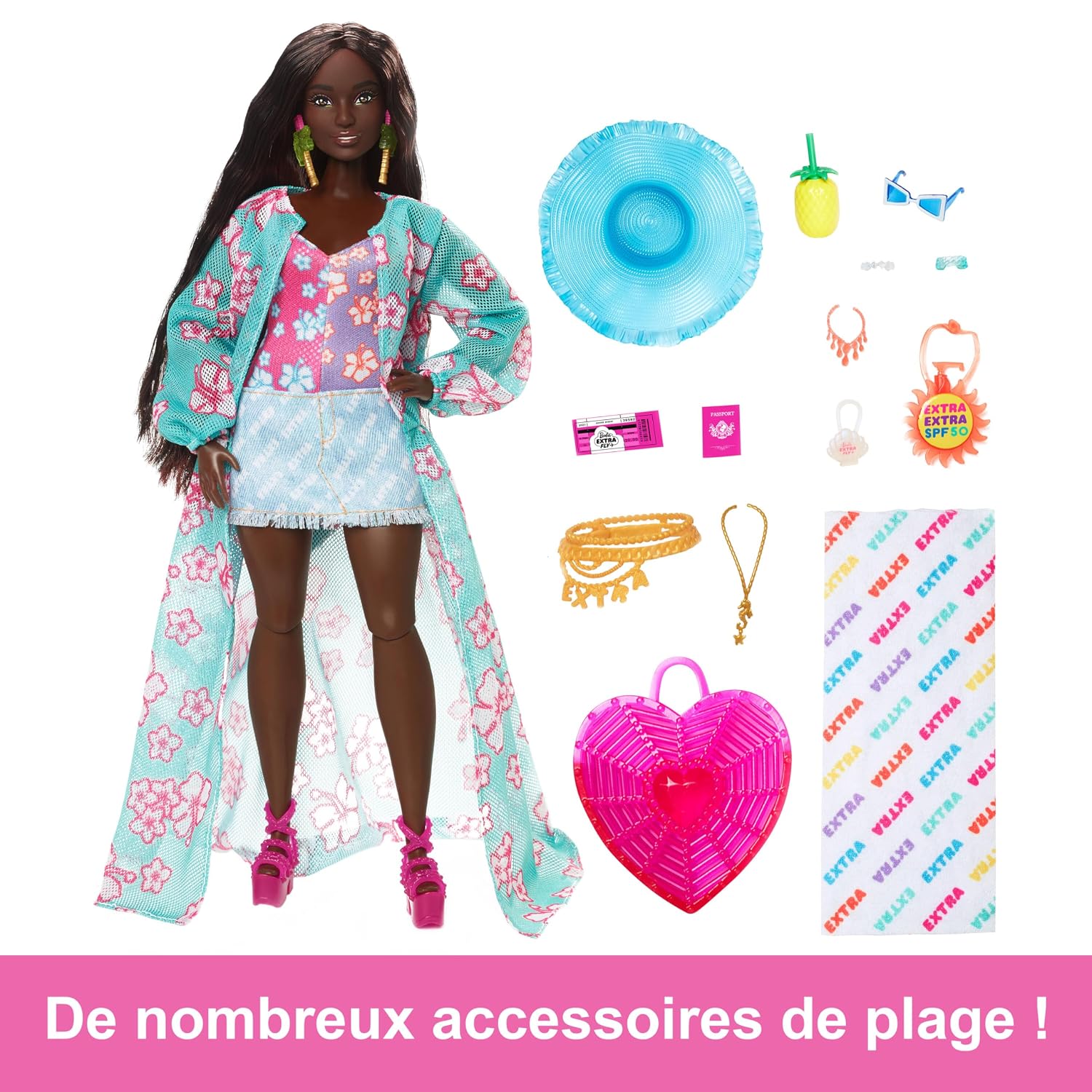 BARBIE Extra — Poupée Voyage Tenue de Plage et Accessoires – Image 2