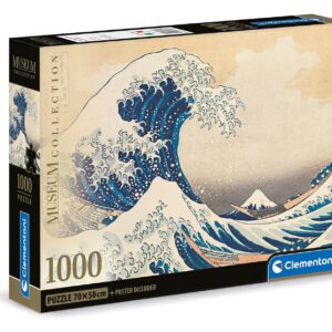 Clementoni | Puzzle Hokusai La Grande Vague Adulte| 1000 Pièces | Jeu de Société| Estampe Japonaise Ukiyo-e | 70 x 50 cm | Œuvre Artistique à Assembler | Papier Recyclé FSC