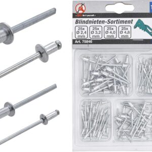 BGS Diy 75846 | Assortiment de rivets pop | Ø 2,4-4,8 mm | 100 pièces