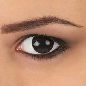 P'TIT CLOWN - 55503 - Lentilles de Contact Noir (sans correction) - Annuelles - Parfaites pour Compléter votre Déguisement pour Halloween, Carnaval et autres Fêtes Costumées - ∅ 14.2 mm