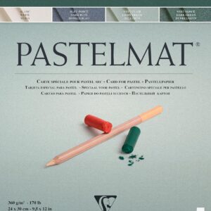 Clairefontaine 96114C Bloc Collé Pastelmat n°5 - 12 Feuilles Carte Spéciale pour Pastels Secs - 24x30 cm 360g - 4 Couleurs Assorties - Intercalaires en Papier Cristal