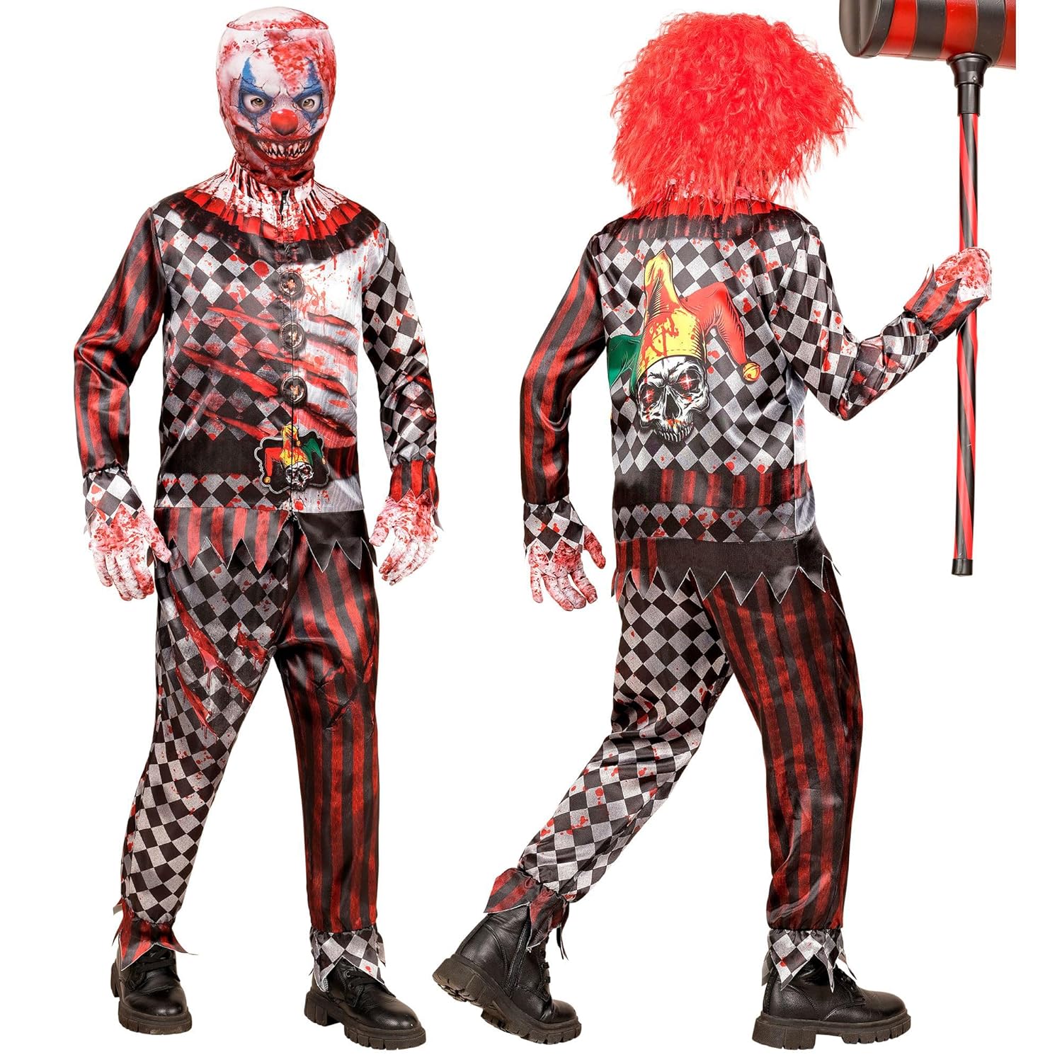W WIDMANN MILANO Party Fashion - Costume Killer Clown pour enfants, ensemble avec masque, tenue complète pour Halloween et Carnaval