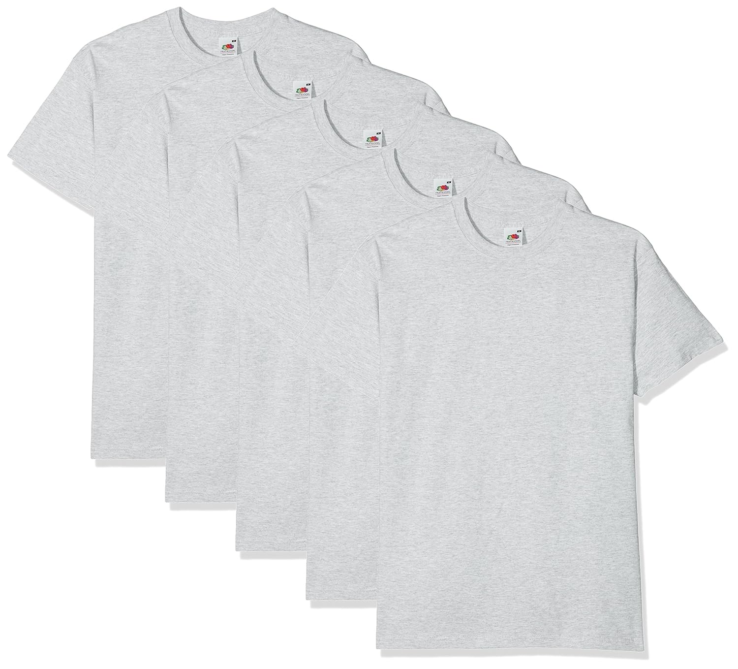 Fruit of the Loom Super Premium Short Sleeve T-Shirt, Gris, XL (Lot de 5) Homme