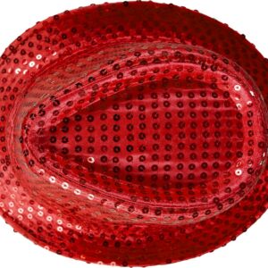 Alternative view of P'TIT CLOWN — Chapeau Borsalino à sequins rouge adulte