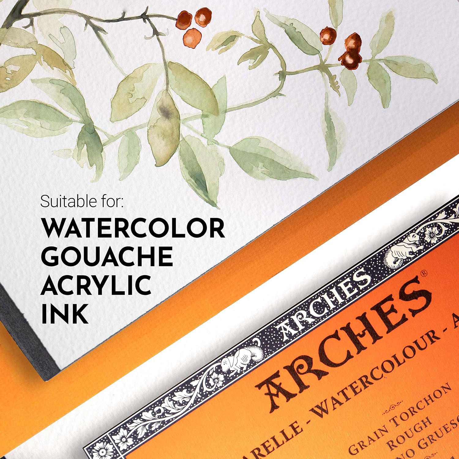 Arches 795083 Bloc Aquarelle Grain TORCHON Natur Blanc 300G 18X26CM 20P, Bois, 26 x 18 x 1 cm – Image 3