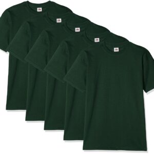 Fruit of the Loom Super Premium Short Sleeve T-Shirt, Vert Bouteille, M (Lot de 5) Homme