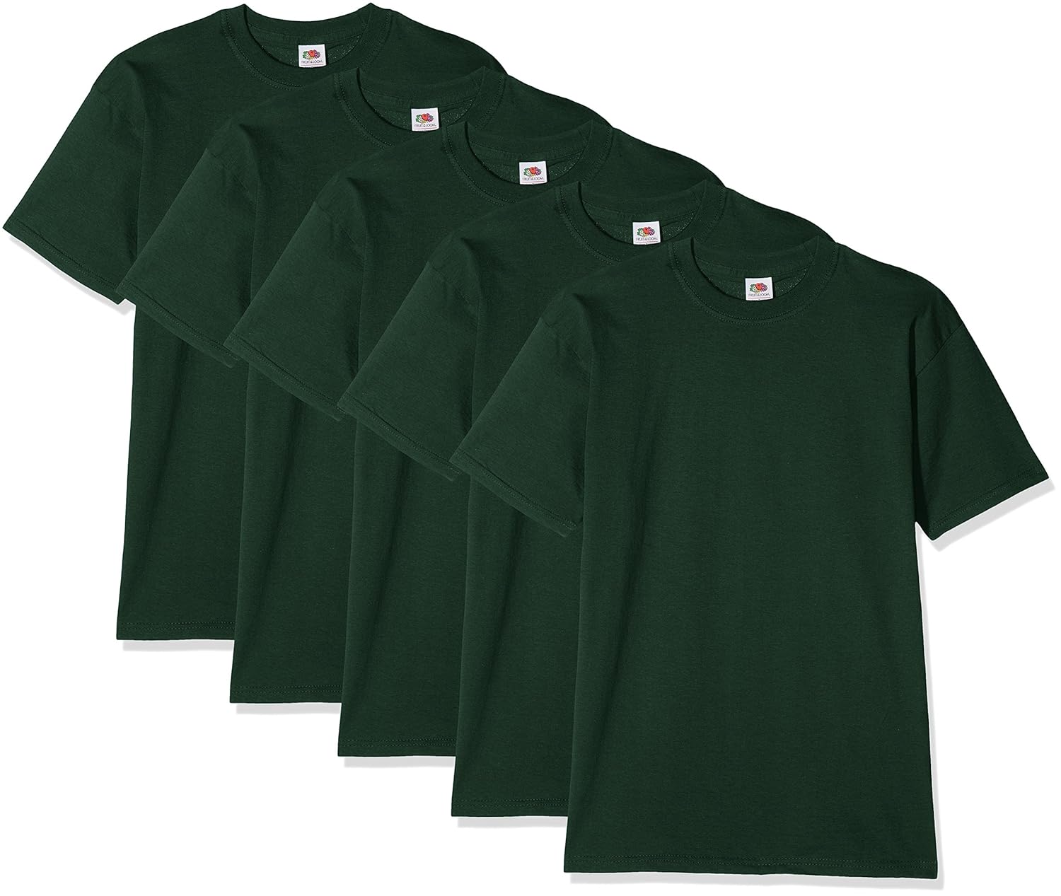 Fruit of the Loom Lot de 5 t-Shirts à Manches Courtes pour Homme, Vert Bouteille, XL