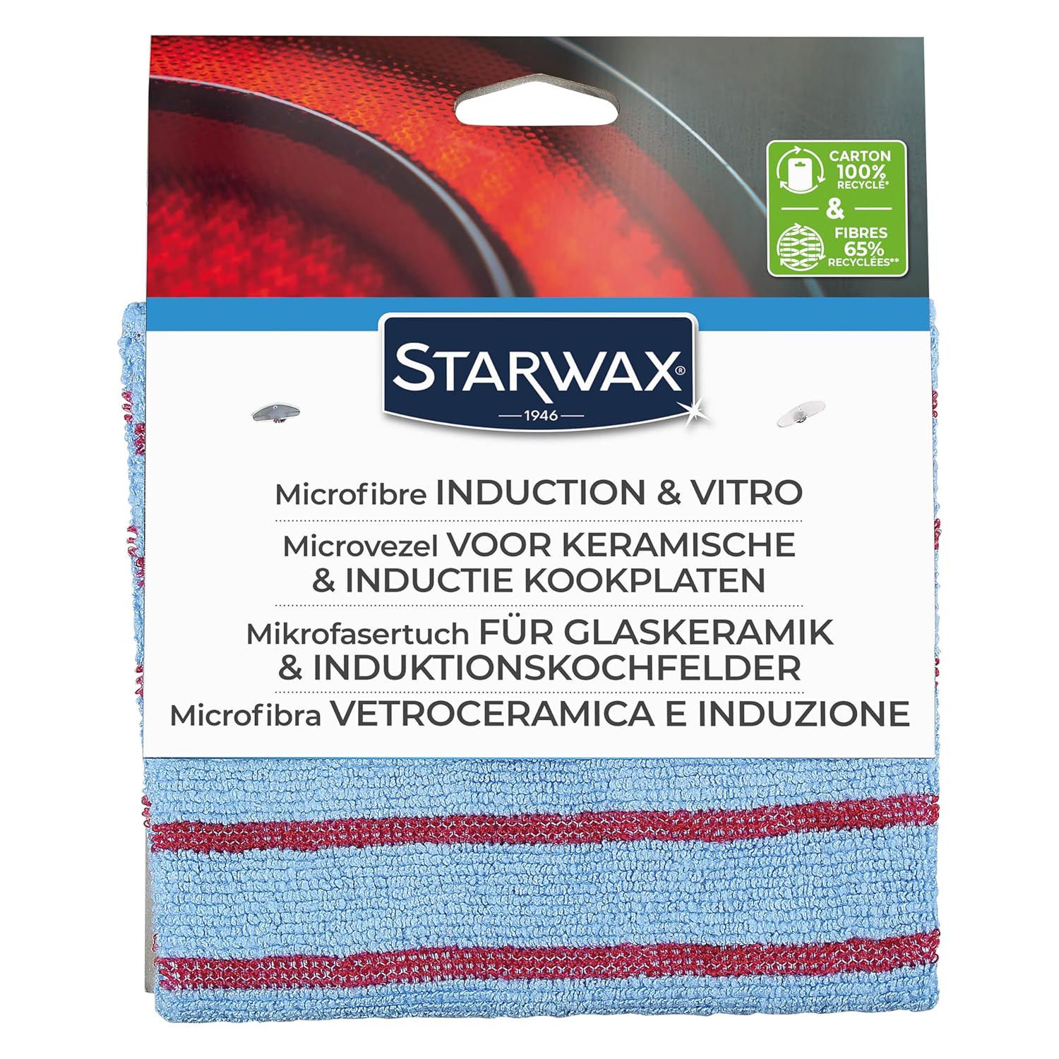 STARWAX - Microfibre Spéciale Vitrocéramique et Induction - lot de 4