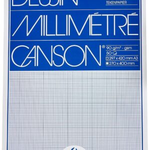 CANSON - Bloc 50 feuilles de papier millimétré bleu A3 - 90g/m²