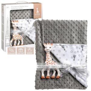 SOPHIE LA GIRAFE — Couverture grise bébé douce lavable en machine