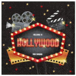 20 Serviettes papier Hollywood 33 x 33 cm - Multicolore - Taille Unique