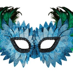 P'TIT CLOWN - Loup Plumes - Masque Déguisement Adulte - Pour Compléter Tenue Carnaval, Fêtes de Fin d'Année, Nouvel An, Noël et Fêtes Costumées (Loup plumes et écailles - avec élastique)