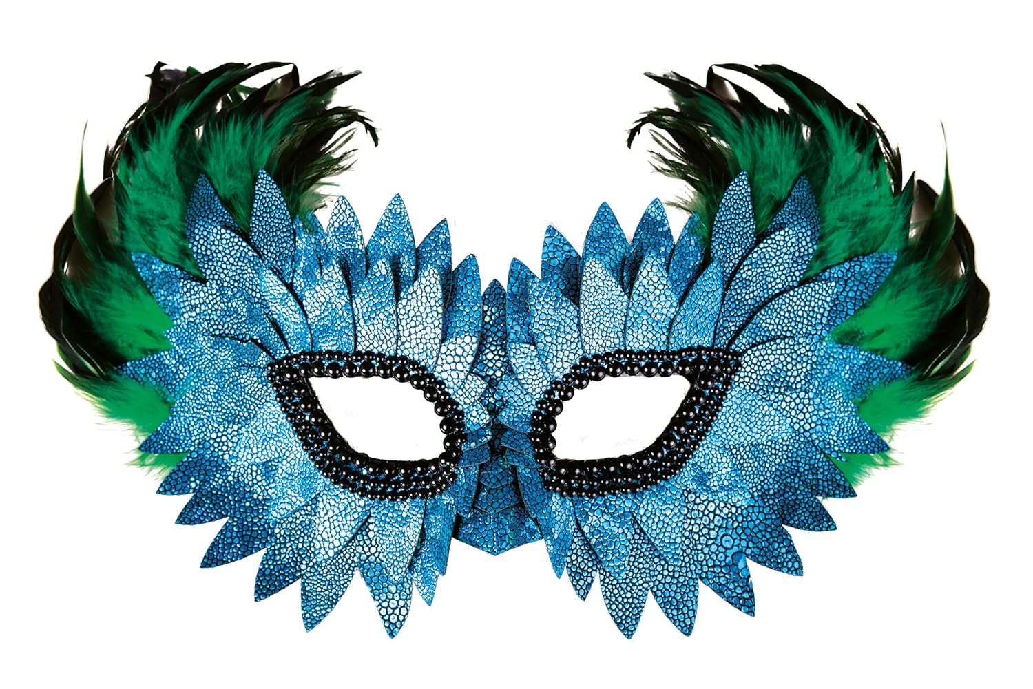 P'TIT CLOWN - Loup Plumes - Masque Déguisement Adulte - Pour Compléter Tenue Carnaval, Fêtes de Fin d'Année, Nouvel An, Noël et Fêtes Costumées (Loup plumes et écailles - avec élastique)